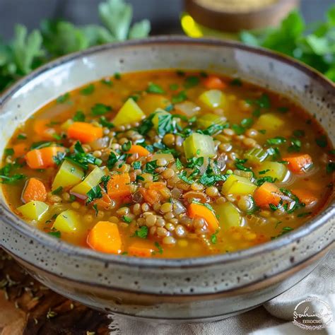 Sopa de lentejas con verduras