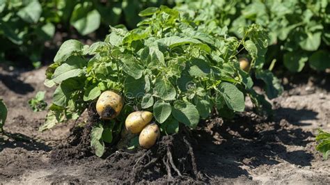 Planta de patata con hojas amarillentas