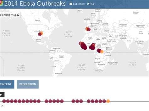 Mapa de los brotes históricos de ISA a nivel mundial
