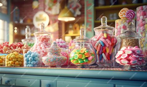 Tienda de golosinas retro con un ambiente alegre y nostálgico