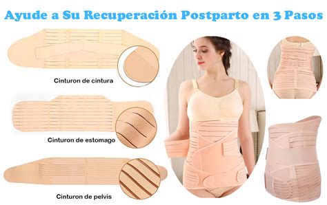 Mujer usando una faja reductora postparto
