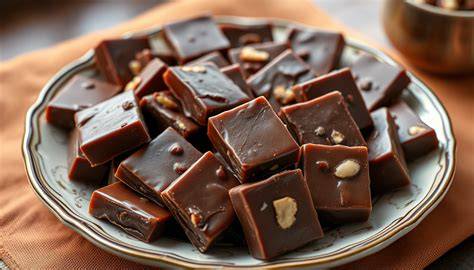 Caramelos de chocolate recién cortados