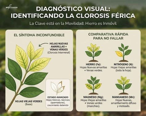 Ejemplos de hojas con clorosis férrica en plantas