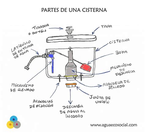 Esquema de las partes de una cisterna