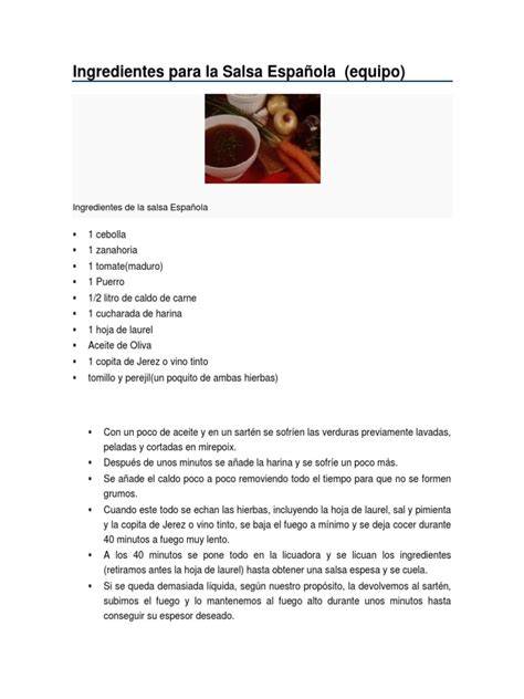 Ingredientes para salsa española