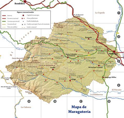 Mapa de la región de la Maragatería en León