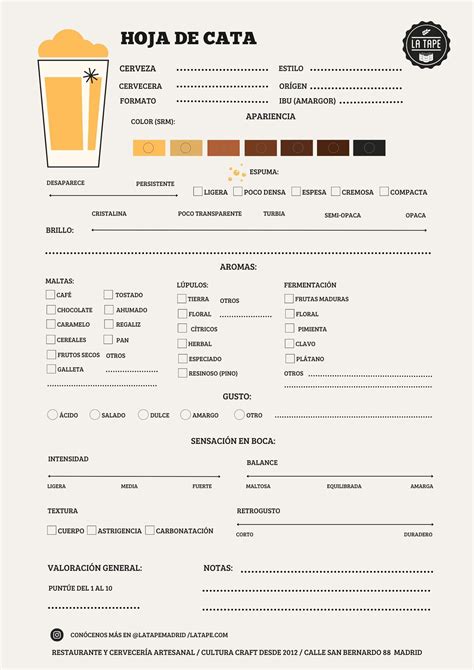 Notas de cata de cerveza