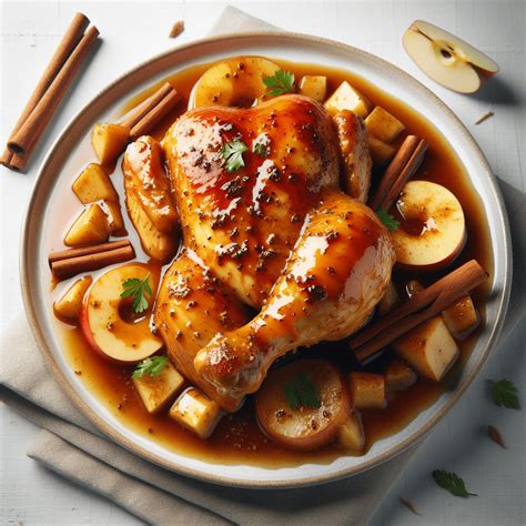Pollo cocinado con salsa de manzana