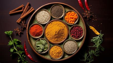 variedad de especias indias coloridas en cuencos