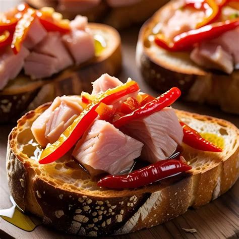 Tosta de ventresca de atún con mayonesa de pimientos del piquillo