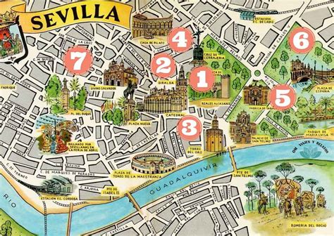 Mapa antiguo de Sevilla con la Giralda