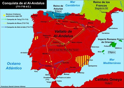 Mapa de la Península Ibérica durante la ocupación musulmana