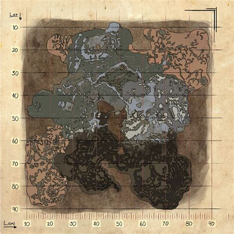 Mapa de Ark Aberration resaltando zonas con alta radiación