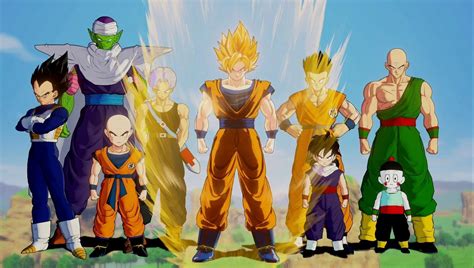 Personajes de Dragon Ball Z: Kakarot cocinando en una hoguera