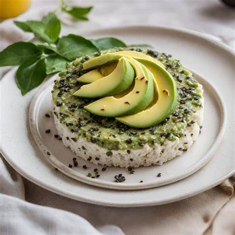 Tortita de arroz con aguacate y mango espolvoreada con semillas