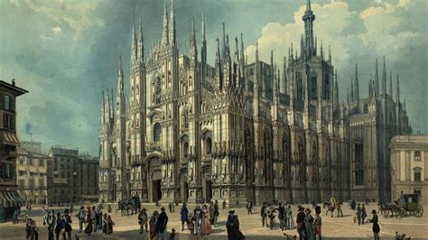 Ilustración del Duomo de Milán durante su construcción