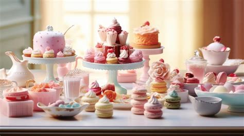 Mesa con diferentes postres y productos de panadería hechos con maní