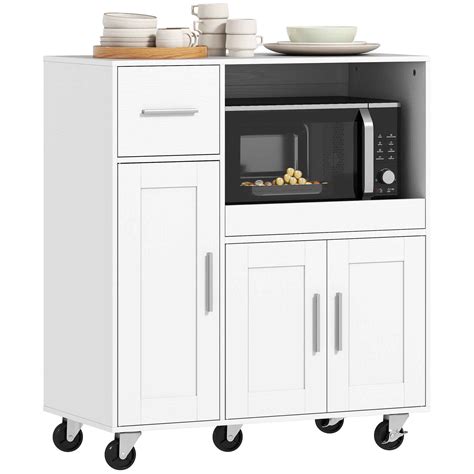 Mesa auxiliar de cocina con microondas y ruedas