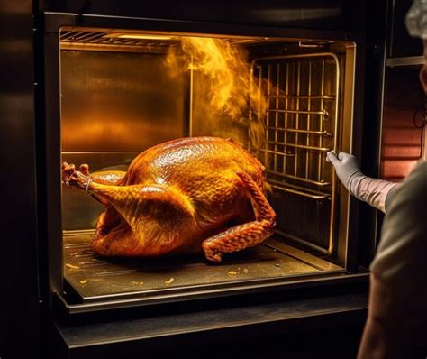 pavo dorado saliendo del horno