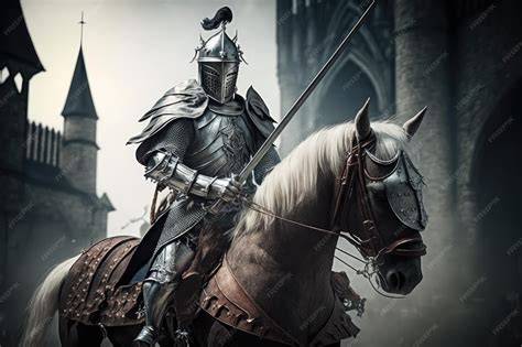 Caballero medieval a caballo con vestimenta de la época