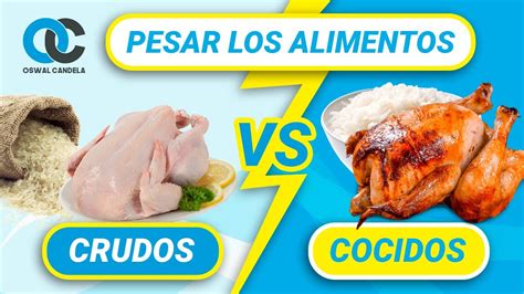 Tabla comparativa de alimentos crudos y cocidos