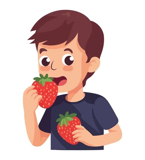 Niño comiendo una tortita de fresa