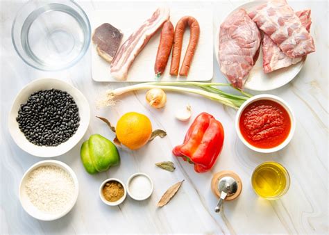 Infografía de los ingredientes principales de la feijoada