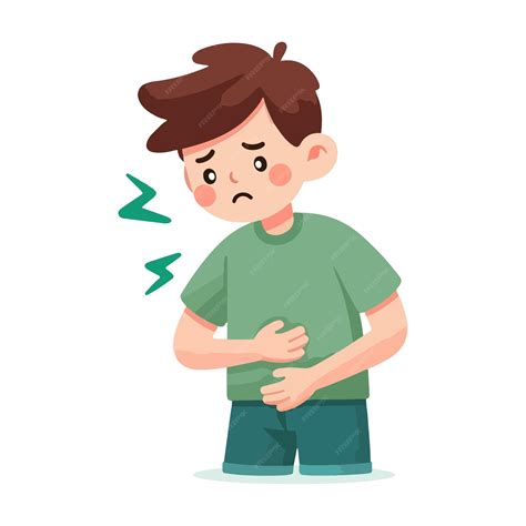 Ilustración de un niño con dolor de estómago y síntomas de gastroenteritis