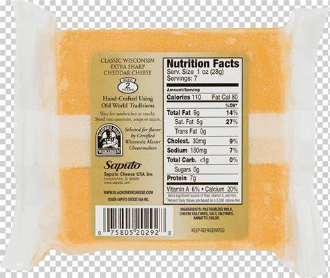 Tabla nutricional de queso Cheddar