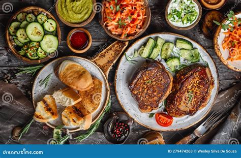 Mesa tradicional griega con varios platos