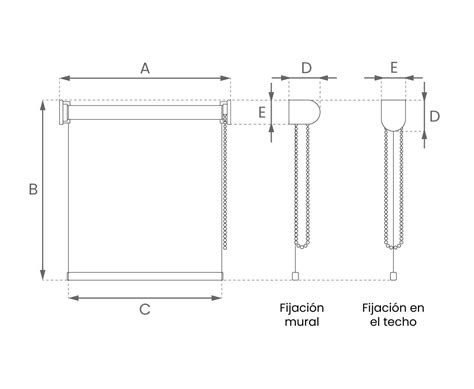 Esquema de las medidas de un estor enrollable