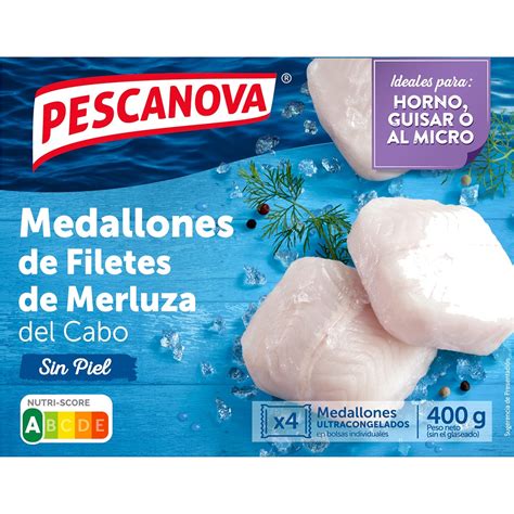 Envase de medallones de merluza sin piel