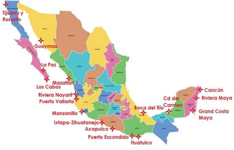 Mapa de las costas del Pacífico mexicano destacando Sinaloa, Nayarit, Guerrero y Oaxaca