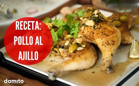 Infografía con los pasos para hacer pollo al ajillo