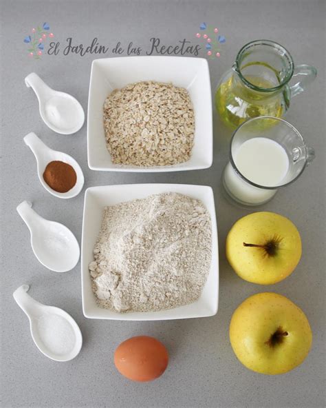 Infografía con los ingredientes para tortitas de avena y manzana