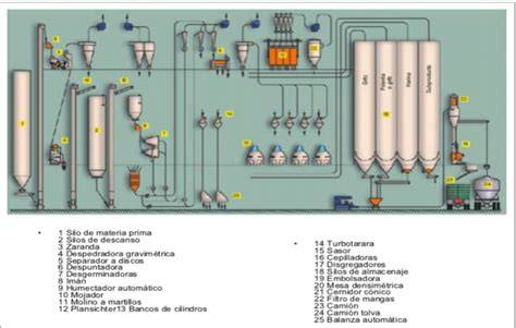 diagrama del proceso de molienda de trigo