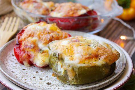 Pimientos rellenos gratinados en el horno