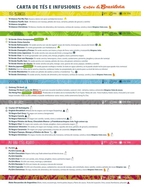 Variedad de tés e infusiones disponibles