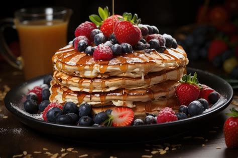 Tortitas de espelta con frutas frescas y miel