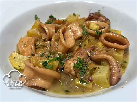 Ingredientes para calamares guisados con patatas