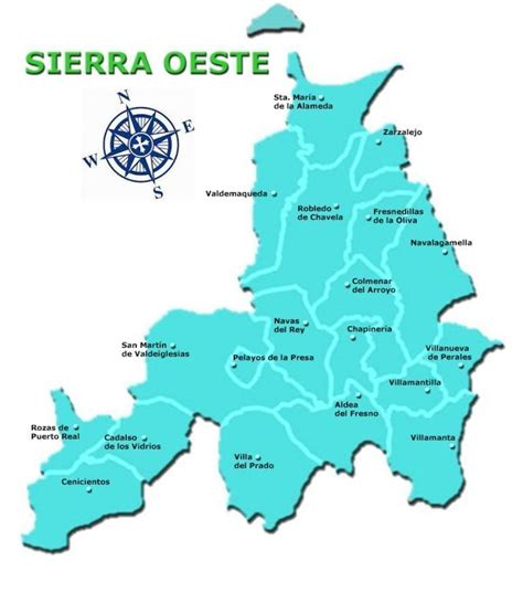 Mapa de la Sierra Oeste de Madrid indicando Colmenar del Arroyo