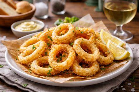 Calamares cortados en anillas