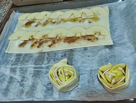 Montaje de hojaldre de manzana