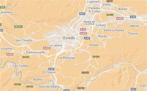 Mapa de Oviedo destacando la ubicación de restaurantes y tiendas sin gluten.