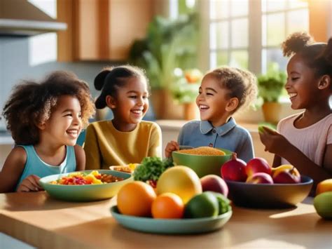 Niños disfrutando de diferentes vegetales