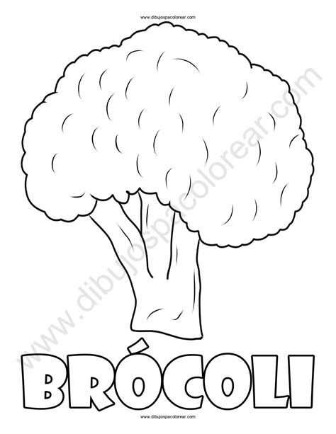 Dibujo de brócoli para colorear con la palabra 