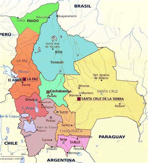 Mapa de Bolivia con las principales ciudades donde se consumen salteñas