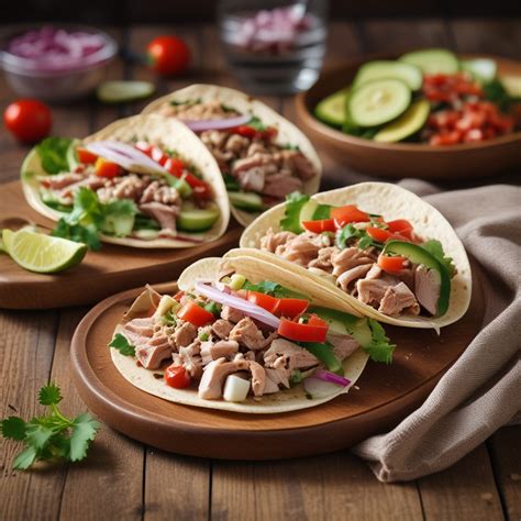 Ingredientes para tacos de atún con verduras
