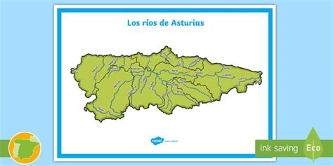 Mapa de Asturias con los ríos salmoneros señalados
