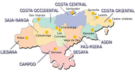 Mapa de Cantabria con zonas de producción agrícola